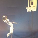Trophée basket - Trophée d’art 2015 - Basketteur - Traitement verre satiné - verre translucide - Rhénald Lecomte - Art Verrier