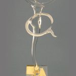 Trophée Entreprise Qualité 2007 – Trophée d’art en verre - Sculpture en verre montée sur un socle en verre noir - Rhénald Lecomte - Art Verrier