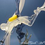 Trophée d'art - Trophée sculpture en verre - Plongeur sous-marin avec bouteille réalisé au chalumeau - Rhénald Lecomte - Art Verrier