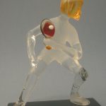 Trophée ping-pong - Trophée sculpture 2013 - Statuette pongiste en verre sculptée au chalumeau - Art Verrier