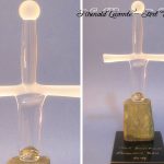 Trophée événementiel - Trophée running - Trail des légendes de Brocéliande 2014 - Sculpture bimatière verre - pierre - Art Verrier