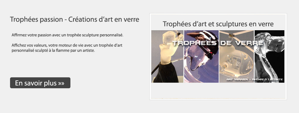 Trophées passion sculptés en verre - Trophées d'art - Rhénald Lecomte - La Gacilly